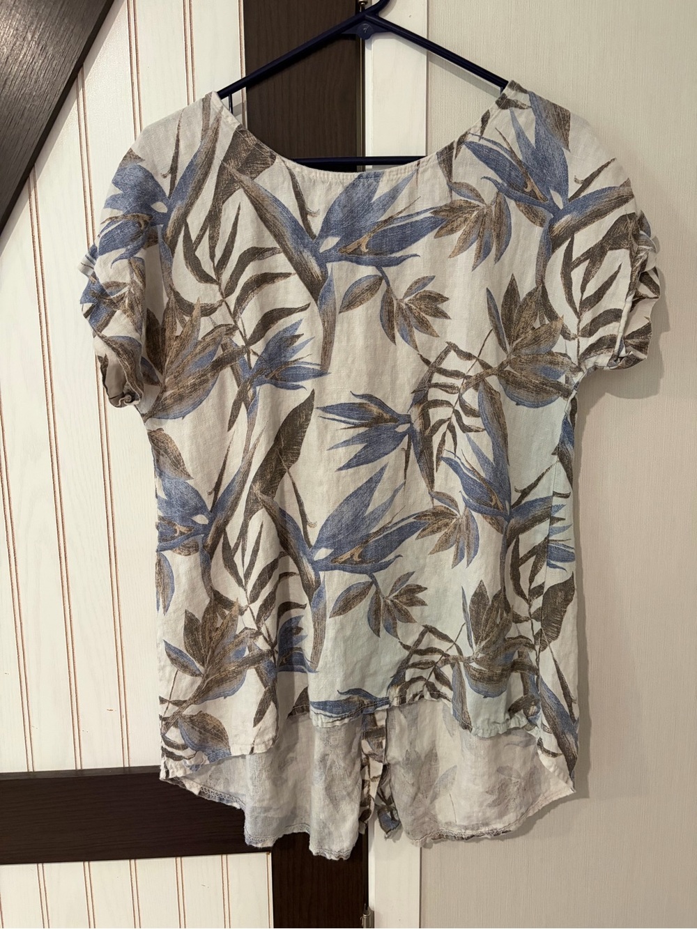 Terzo Millennio Womens Linen Tunic Top Lagenlook Button Back Natural Small